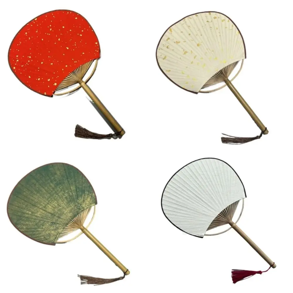 New Creative Vintage Hand Painted Fan Bamboo Handle with Tassels Blank Hand Fan Room Decorations Chinese Style DIY Fan Gift