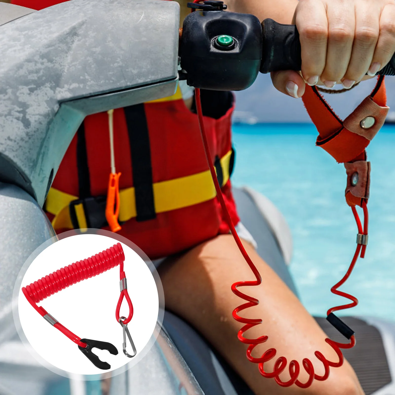 

Extinguishing Switch Rope Coiled Lanyard Boat Engine Emergency Stop Safety Strap Cord Plastic Marine Harness