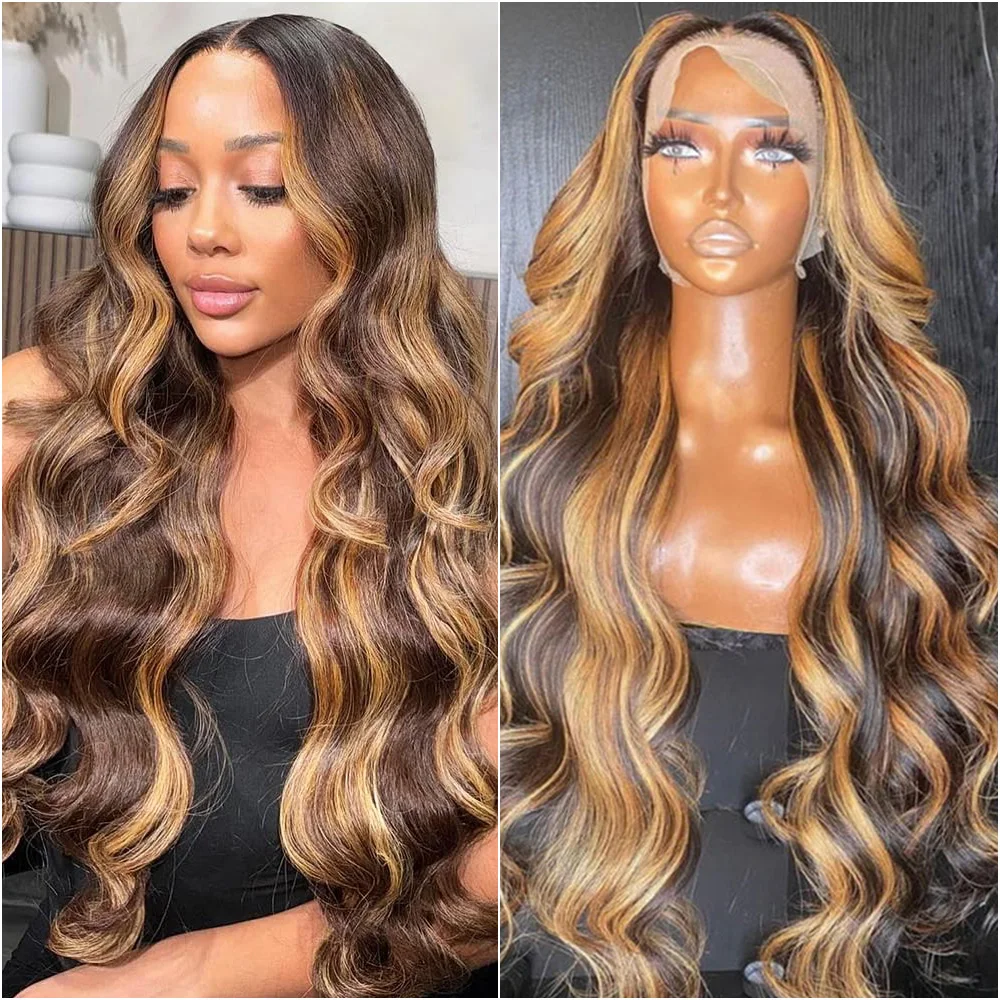 

30-40-дюймовый парик с волнистыми волосами P4/27, 13x4 HD Lace Front, с мелированием, из натуральных человеческих волос, медово-русый, 13x6 Lace Frontal, бразильский, для женщин