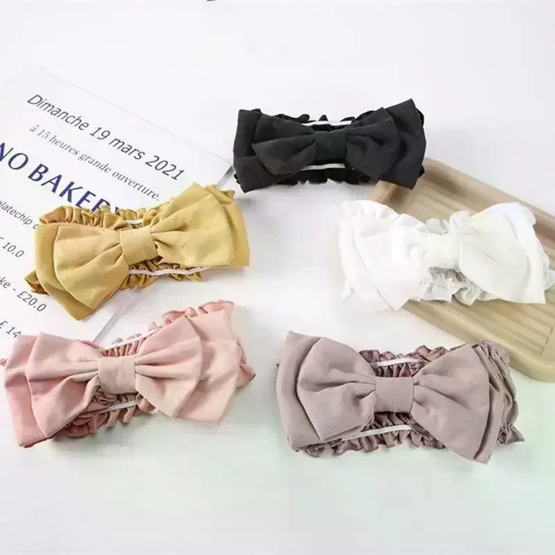 Double Layer Bow Lace Headband Washing Face Makeup Thin Princess Wide Edge Hair Tie For Women