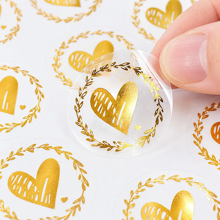 200pcs/10 Sheets Transparent Heart Stickers, Self-Adhesive Envelope Seals for Gift Bags Wedding Invitation Cards DIY