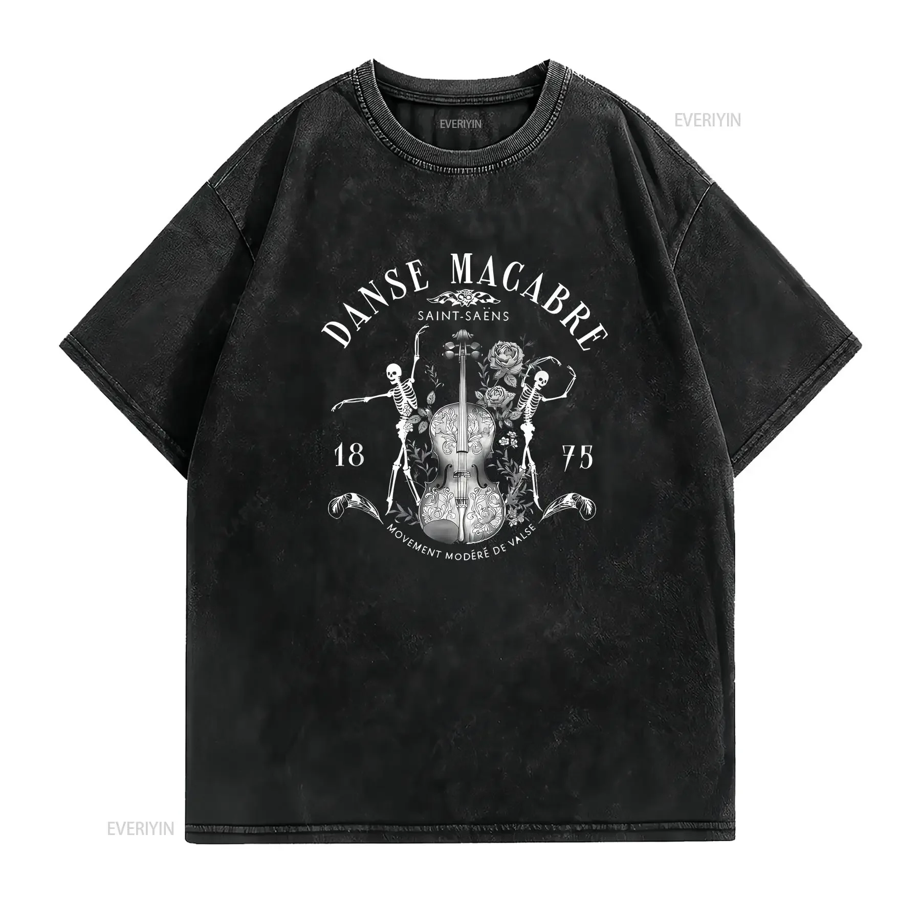 danse macabre orchestra skeleton violin teacher halloween T Shirt  vintage Washed homme Comfortable Stylish Unisex streetwear