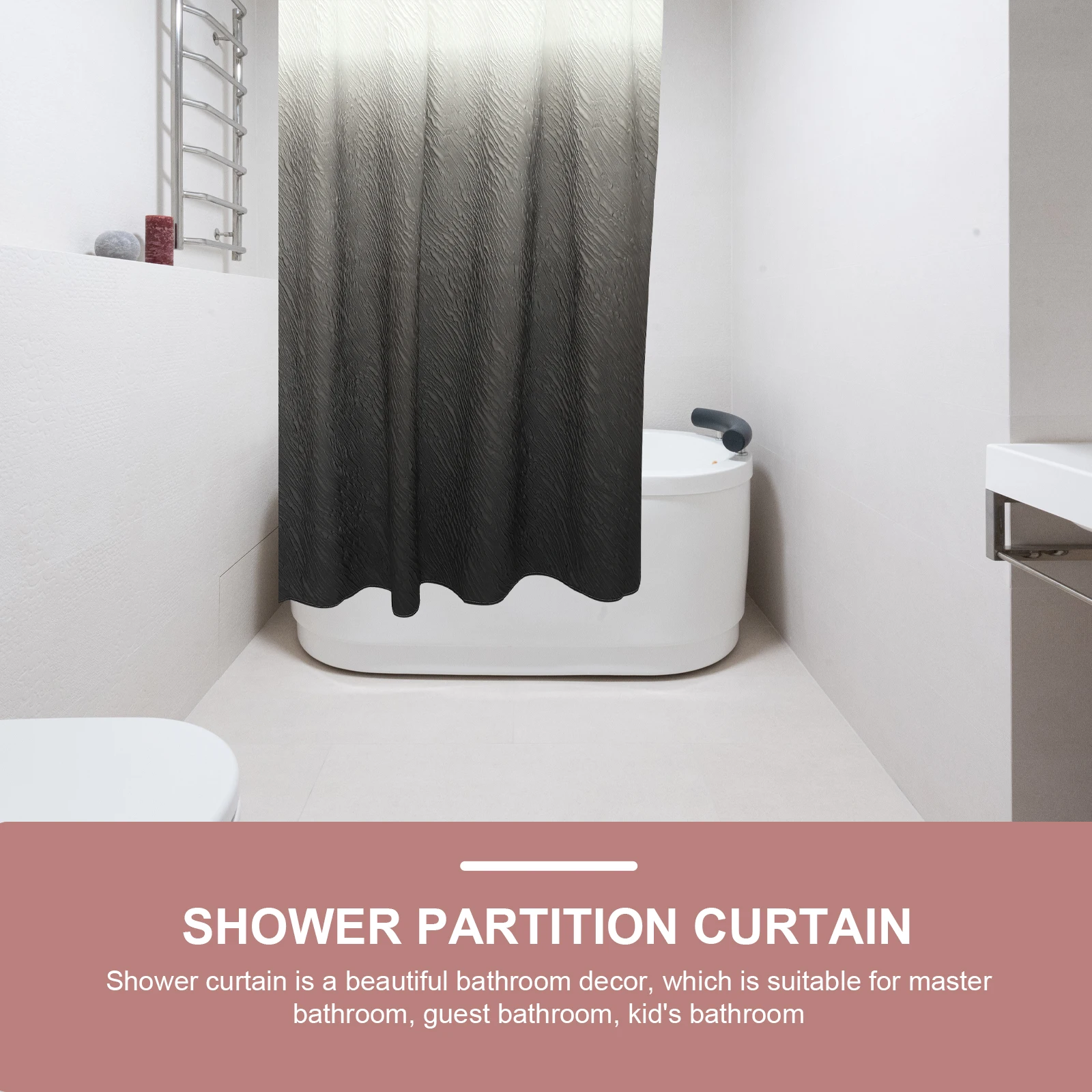 

Premium Shower Curtain for Bathroom Waterproof Polyester Hanging Curtain with Fine Texture Home Use Decorative Bath Partition