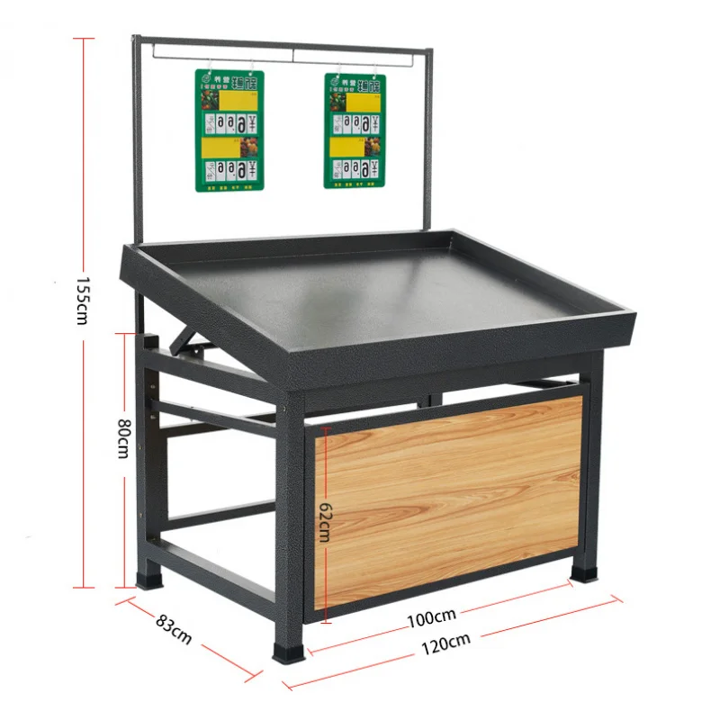 custom.Metal/Wood Material Supermarket Fruit and Vegetable Display Rack
