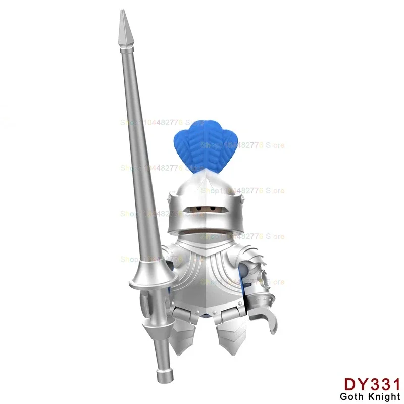 

Heavy Armor Silvers Knights Warhorse Accessories Building Block Action Armor Figures Sword Armor DIY Toys For Children Gifts
