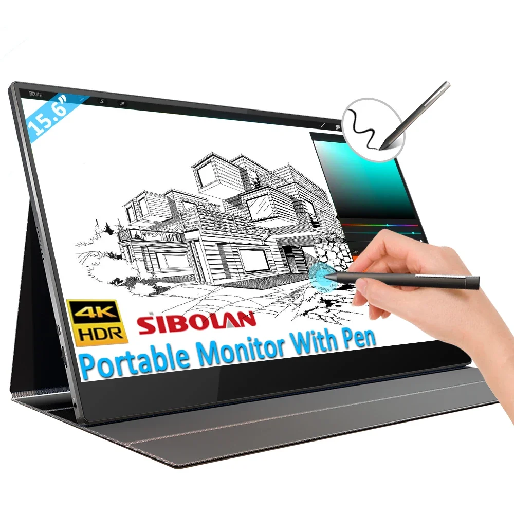 

SIBOLAN 15.6 inch Touch Screen Built-in Battery For Active Stylus Pen Type c HDR 4K Portable For Laptop For Ps5