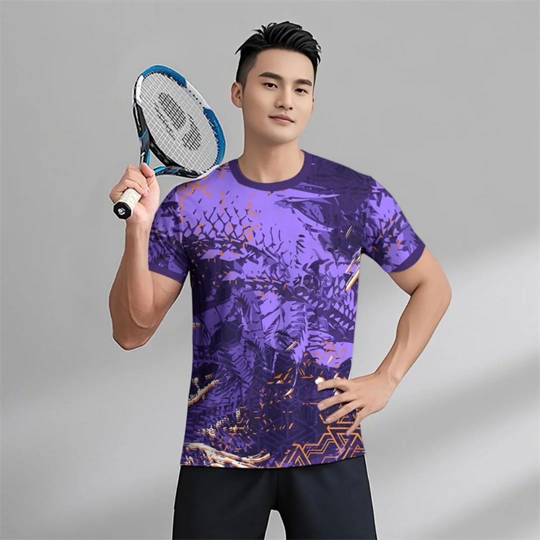اللياقة البدنية في الهواء الطلق تي شيرت الريشة قمصان التنس الصيف الرياضة الترفيه الجافة بسرعة تي شيرت رجالي ملابس الأطفال المحملة Y2k امرأة #3