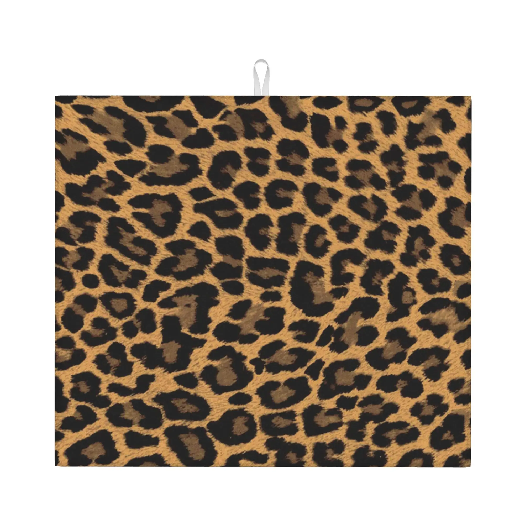 Drying Mat For Kitchen Leopard Print Pattern Barware Tableware Oil Proof Reusable  Washable Kitchen Sink Drying Pad