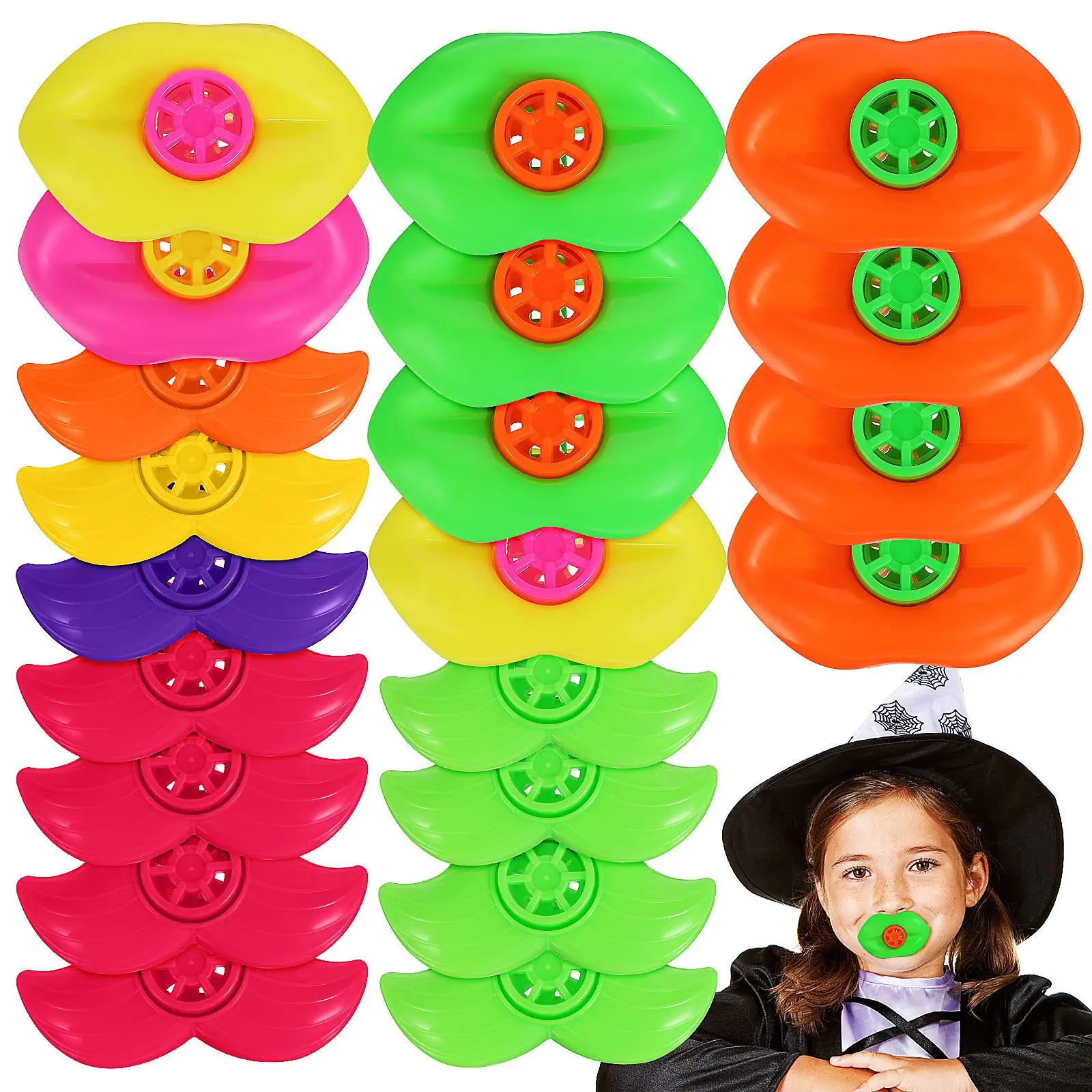 

20Pcs Funny Mouth Whistles Party Noise Makers Cartoon Whistle Toy Kids Lip Whistle Noise Makers Toys Halloween Noise Makers