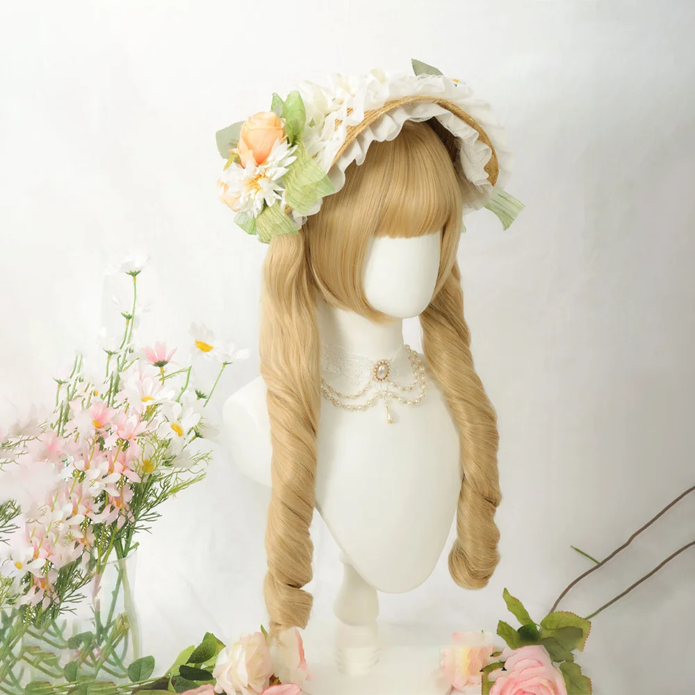 شعر صناعي مجعد روماني عالي الجودة، ذيل حصان قابل للفصل، شعر مستعار لوليتا للحفلات اليومية للنساء، مقاوم للحرارة