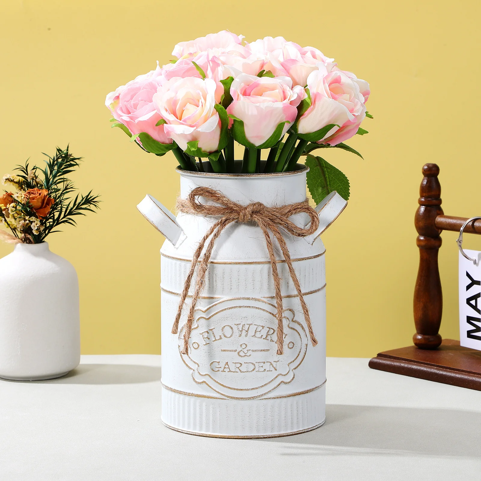 

Galvanized Iron Flower Vase Rustic Bucket Plant Storage Container Indoor Office Balcony Decorative Metal Flower Pot