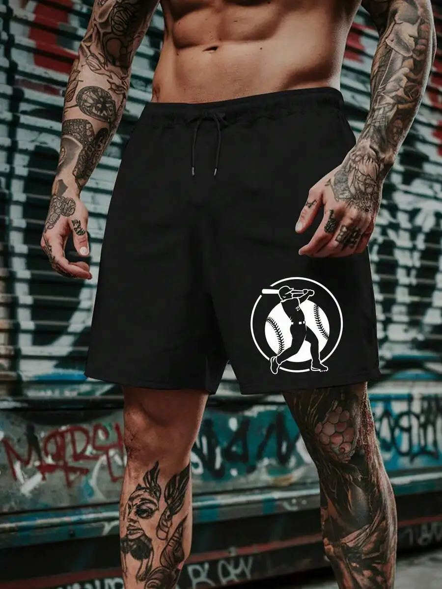 

Mens Quick Dry Baseball Shorts Loose Fit Adjustable Waist Lightweight Sport Beach Shorts