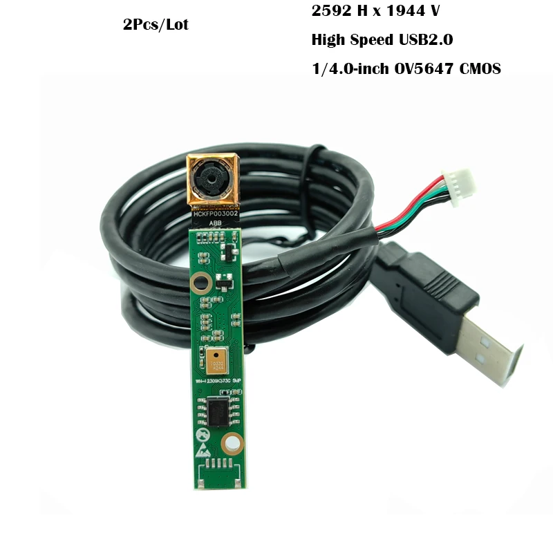 2Pcs/Lot 2592x1944 OV5647 5MP HD USB Camera Module Autofocus 68° motherboard + lens splice board UVC-compliant, Plug and Play