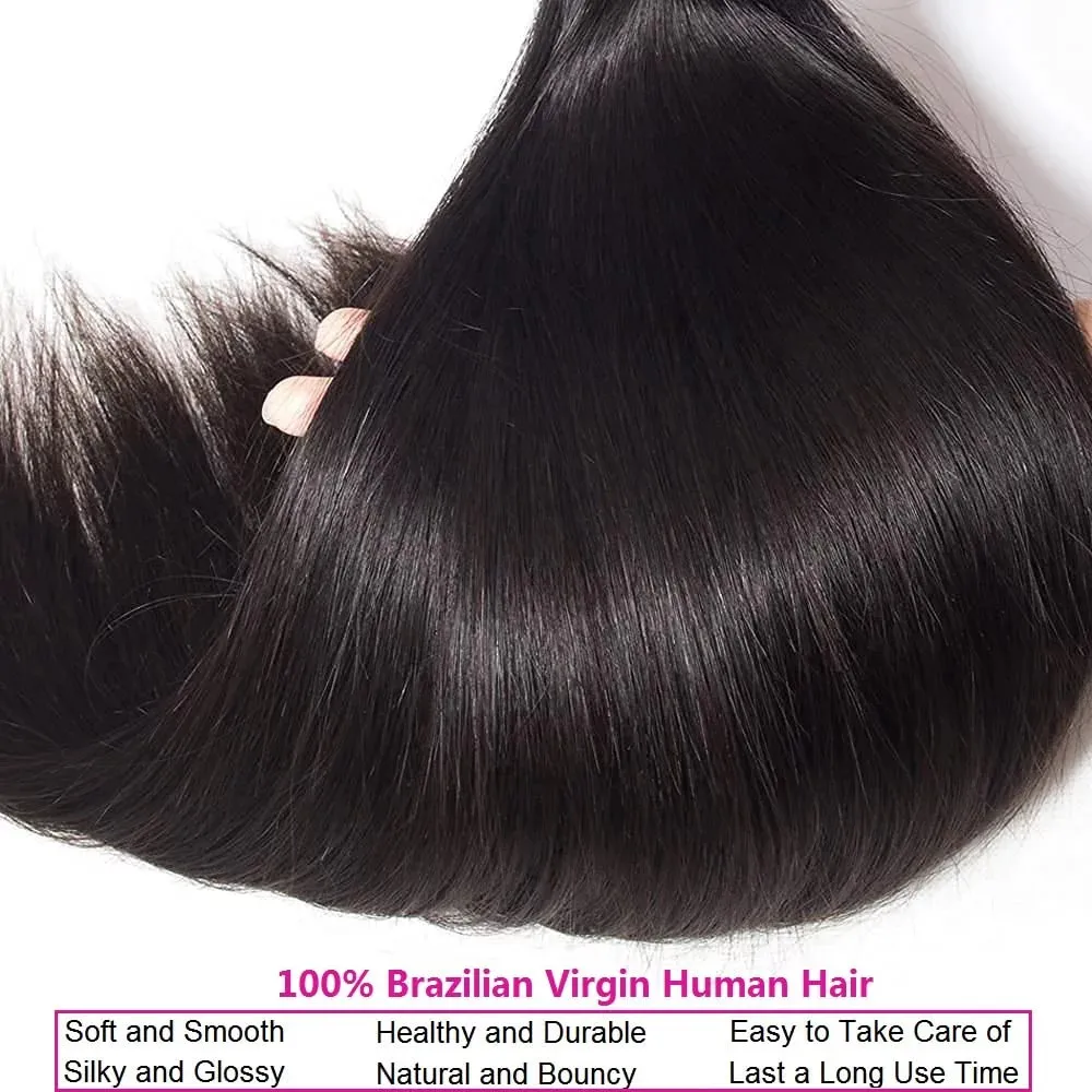 Natural Black Human Hair Bundles 100% Unprocessed Brazilian Virgin Hair Straight Extension For Women 1 3 Bundles 26 28 30 Inches