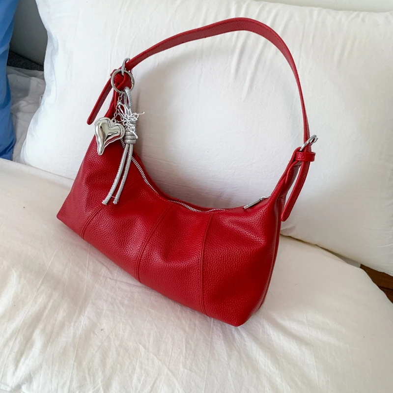 

High-grade Soft Leather Underarm Bags Women Trendy Solid Color Daily Commuting Crossbody Bag Versatile Single Shoulder Pouch