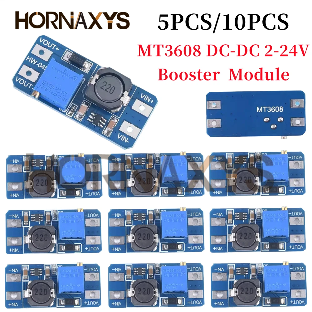 10PCS MT3608 DC-DC Step Up Converter Module Adjustable Booster Power Supply Module Voltage Regulator 2A Max 2V-24V To 5/9/12/28V