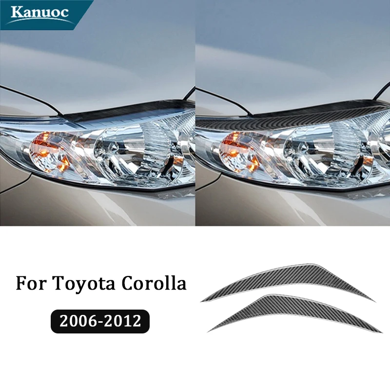 

For Toyota Corolla 2006 2007 2008 2009 2010 2011 2012 Car Interior Accessories Carbon Fiber Headlamps Eyebrow Stickers Strip