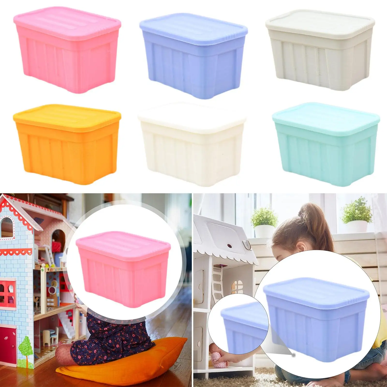 Boîte de rangement pour maison de poupée à l'échelle 1:12, conteneur de Simulation de Micro paysage avec couvercle pour maison de poupée de cuisine