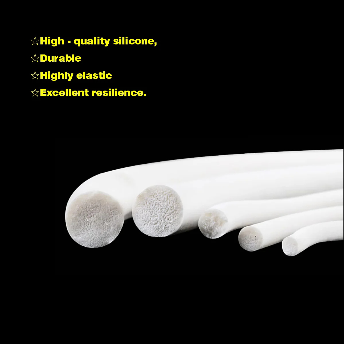 

Silicone Foam Round Strip Round Foaming Cord Sponge Strips High Temperature Resistant Sealing Strip Diameter:1mm 1.5mm 2mm-25mm