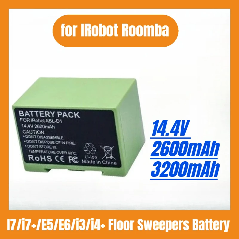 

New 14.4V 2600/3200mAh for IRobot Roomba I7/i7+/E5/E6/i3/i4+ Floor Sweepers Battery