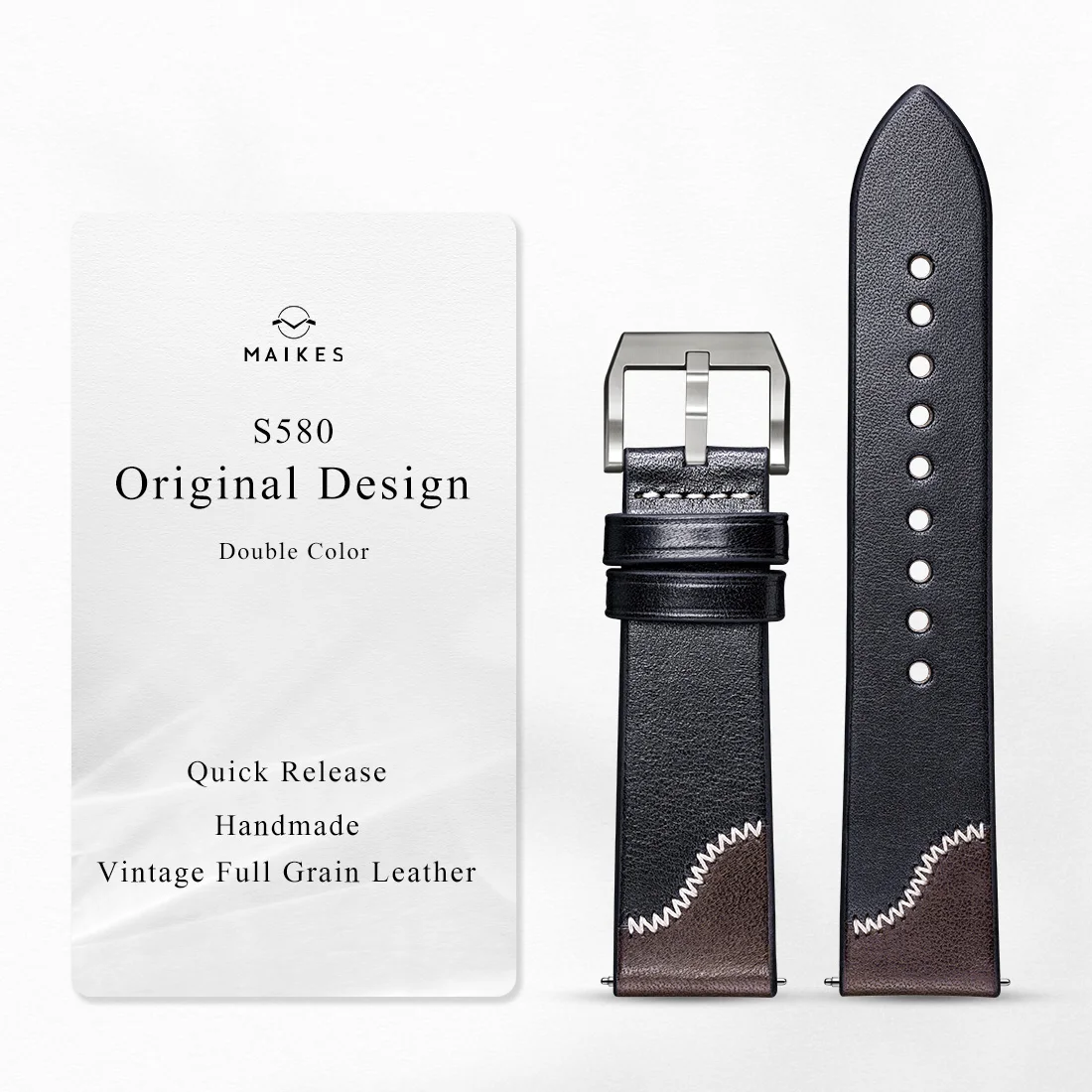 Original Bicolor Leather Watch Band Strap Handmade Stitching For Breitling IWC Omega Watch Accessories Bracelet Watchbands