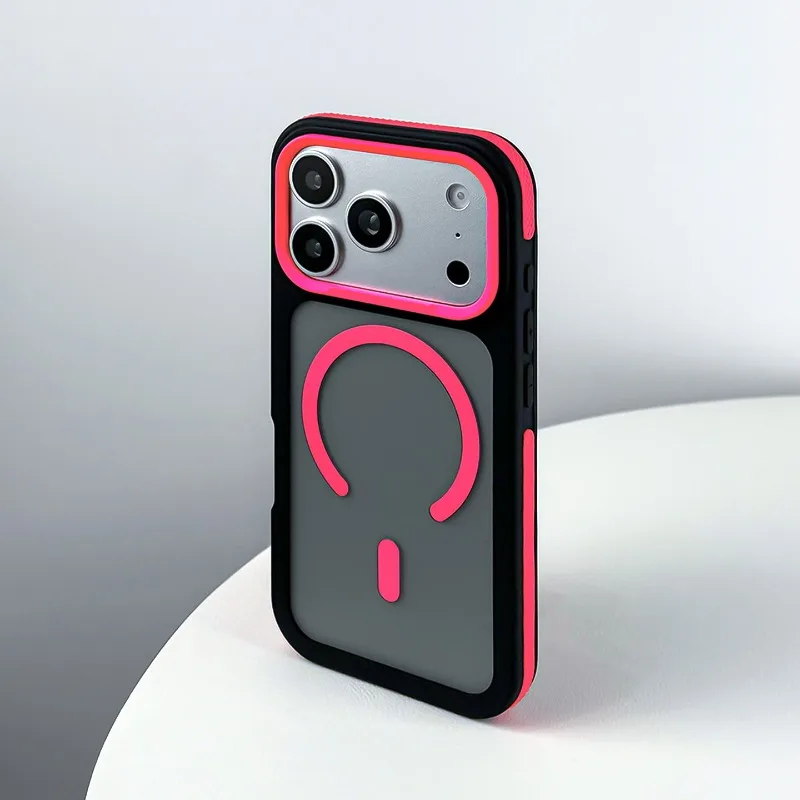 Luxury Two Tone Translucent Magnetic Phone Case for IPhone 18 Pro 17 Air 16 15 14 13 Pro Max for Magsafe Metal Lens Frame Cover