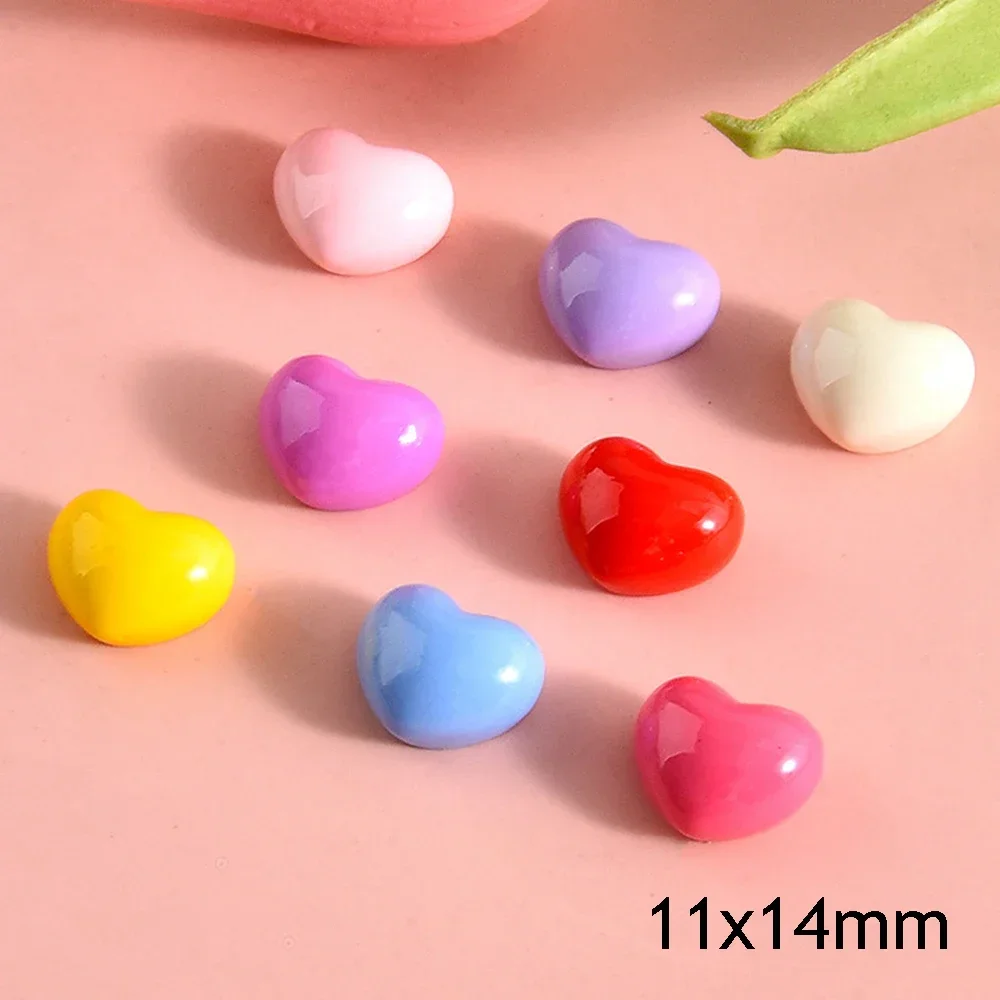 20PCS Shiny 11x14mm Heart Series Resin Flat Back Cabochons For Scrapbooking DIY Jewelry Craft Embellishments Accessories