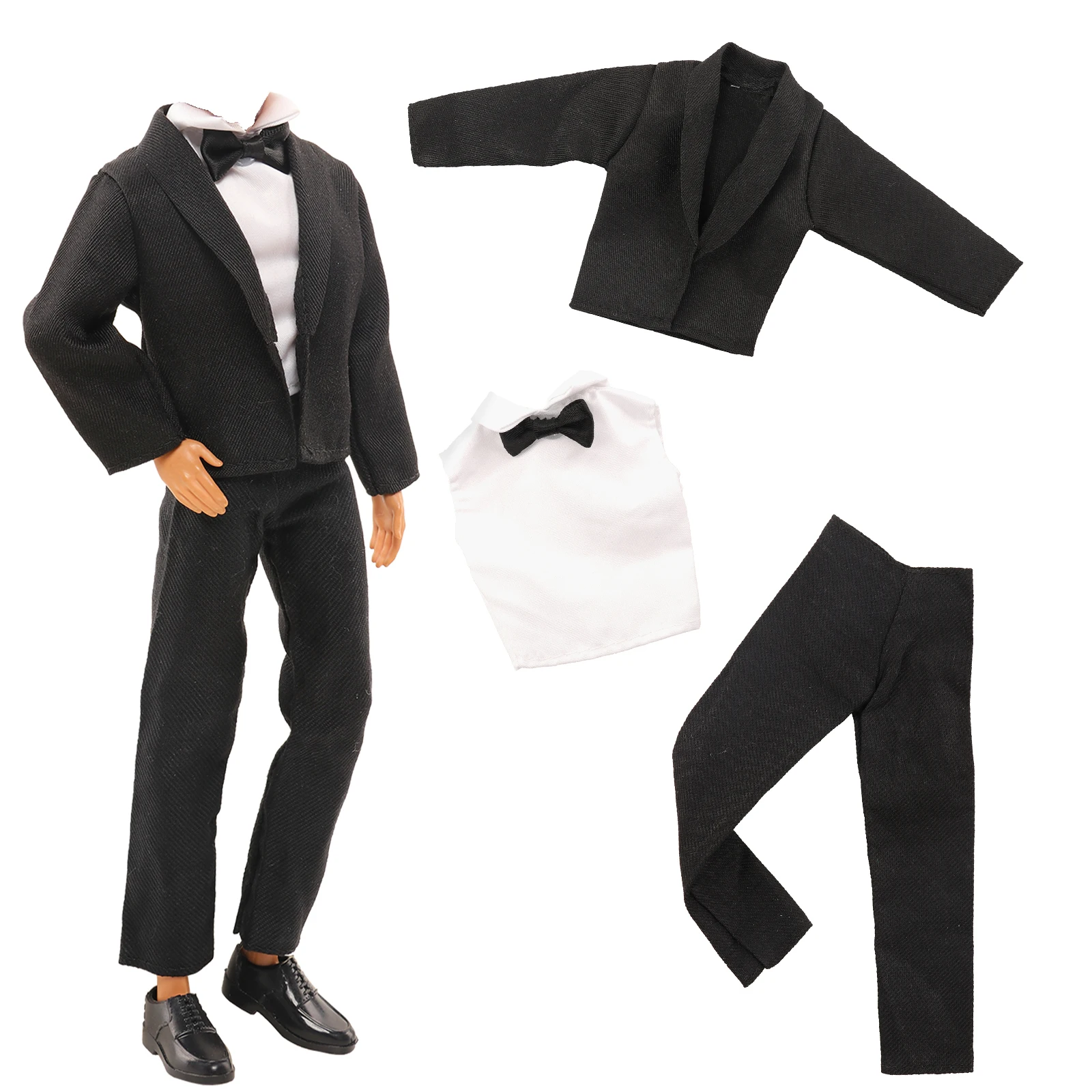 Barwa 10 Pcs 11.5 Inch Fashion For Boy Doll Clothes and Accessories=1 Black Suit 1 Casual Wear Clothes 1 Tracksuit 1 Swimwear