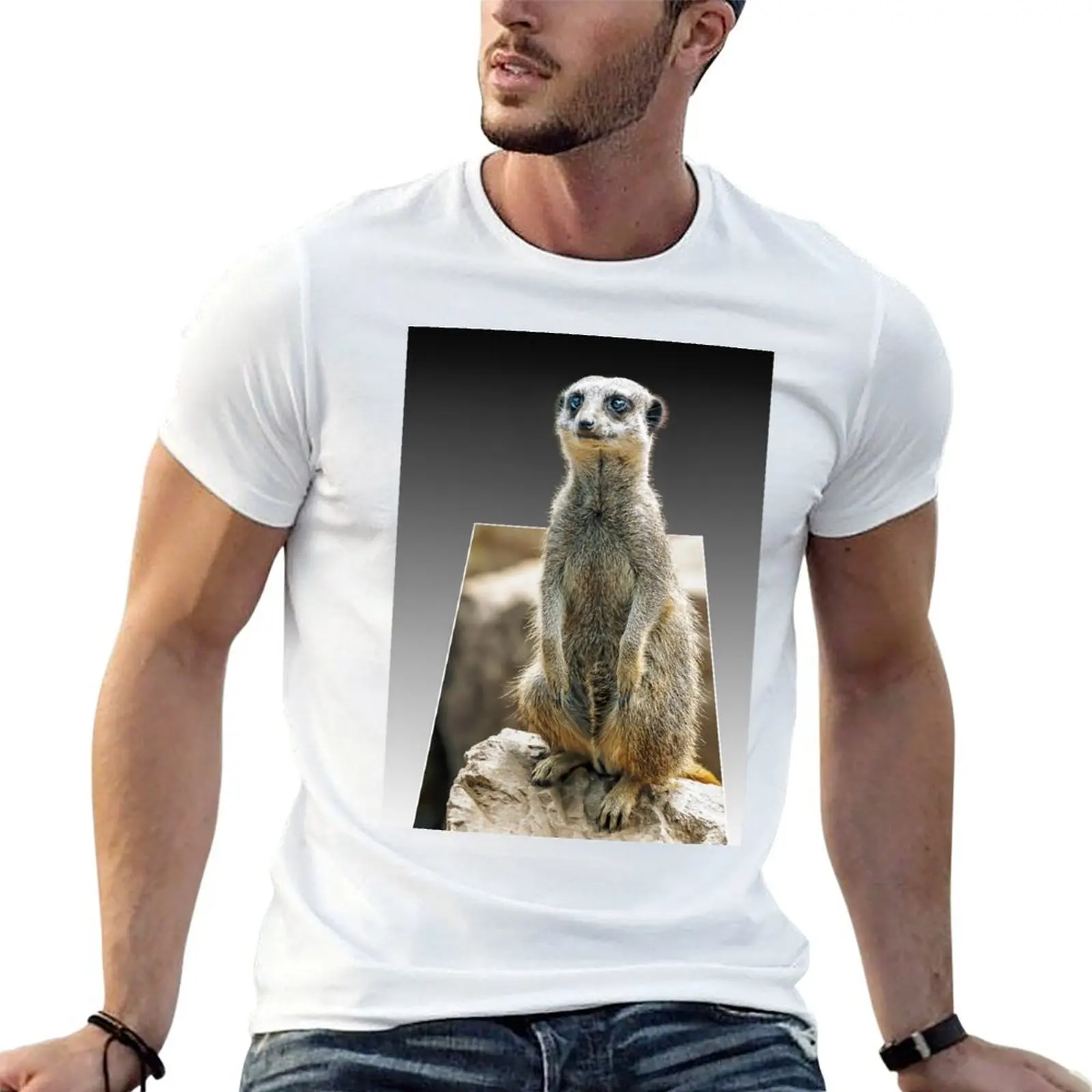 

Футболка Meerkat Love, хлопковая футболка, футболки с рисунком для мужчин, футболка