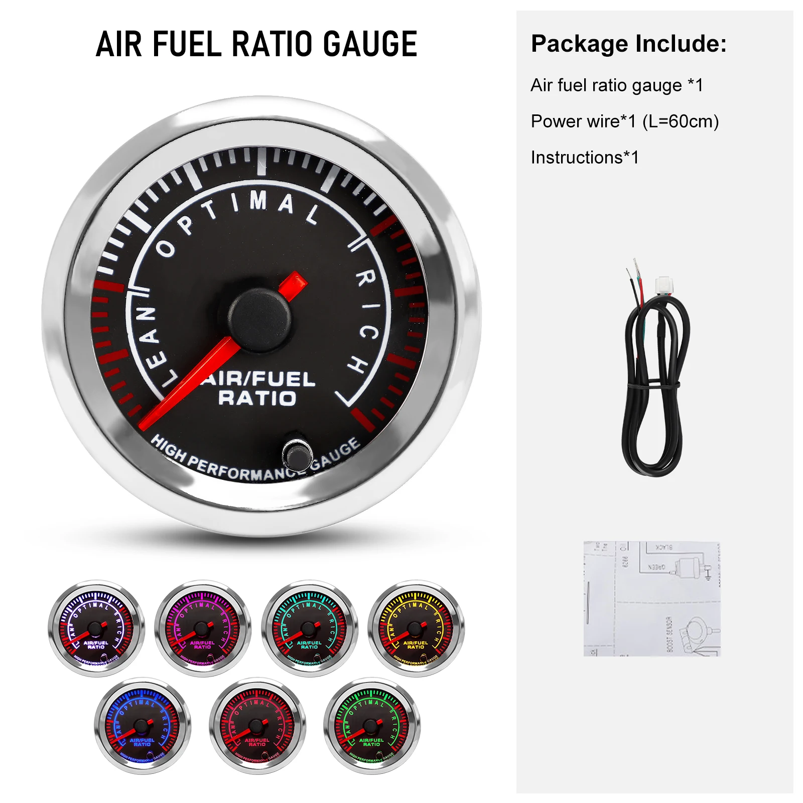 Nieuwe 12 V 52mm 7 Kleuren Auto Boost Watertemperatuur Olietemperatuur Olie Druk Lucht brandstofverhouding Voltmeter EGT toerenteller RPM Gauge