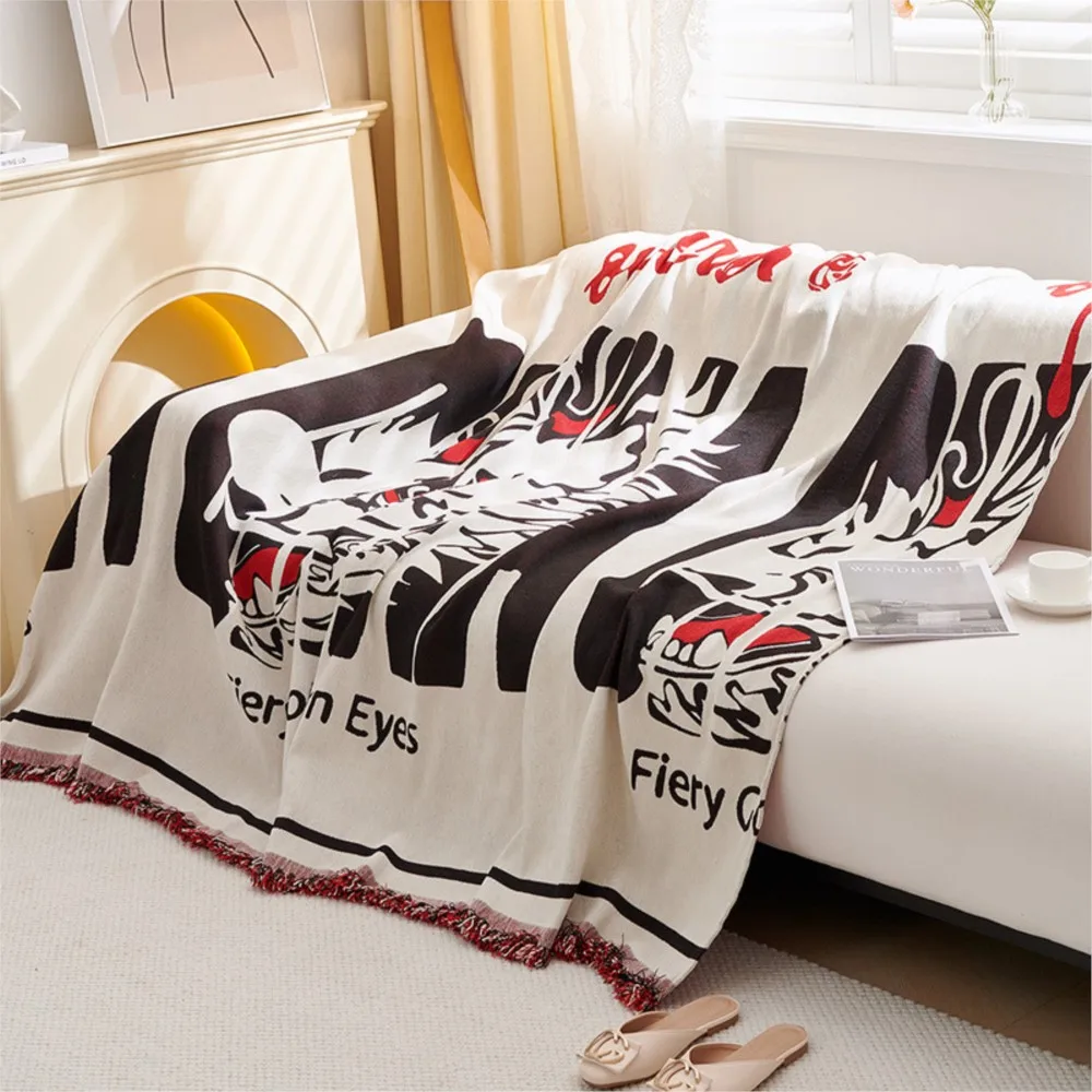 Cartoon Sofa Cover Double Use Beds Blanekets Throw Blanket Picnic Mat With Tassel Sofa Bed Universal Decorative