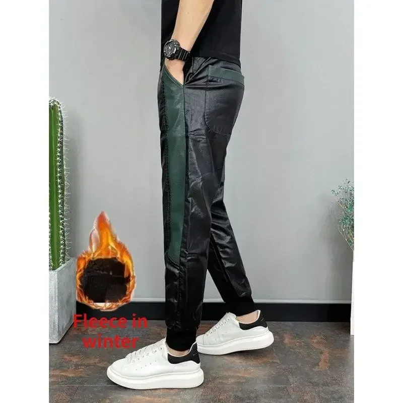 Open-Crotch Pants Men's Fleece-Lined Thickened Motorcycle Winter Take-out Riding Leather Pants Double-Headed Invisible Zipper