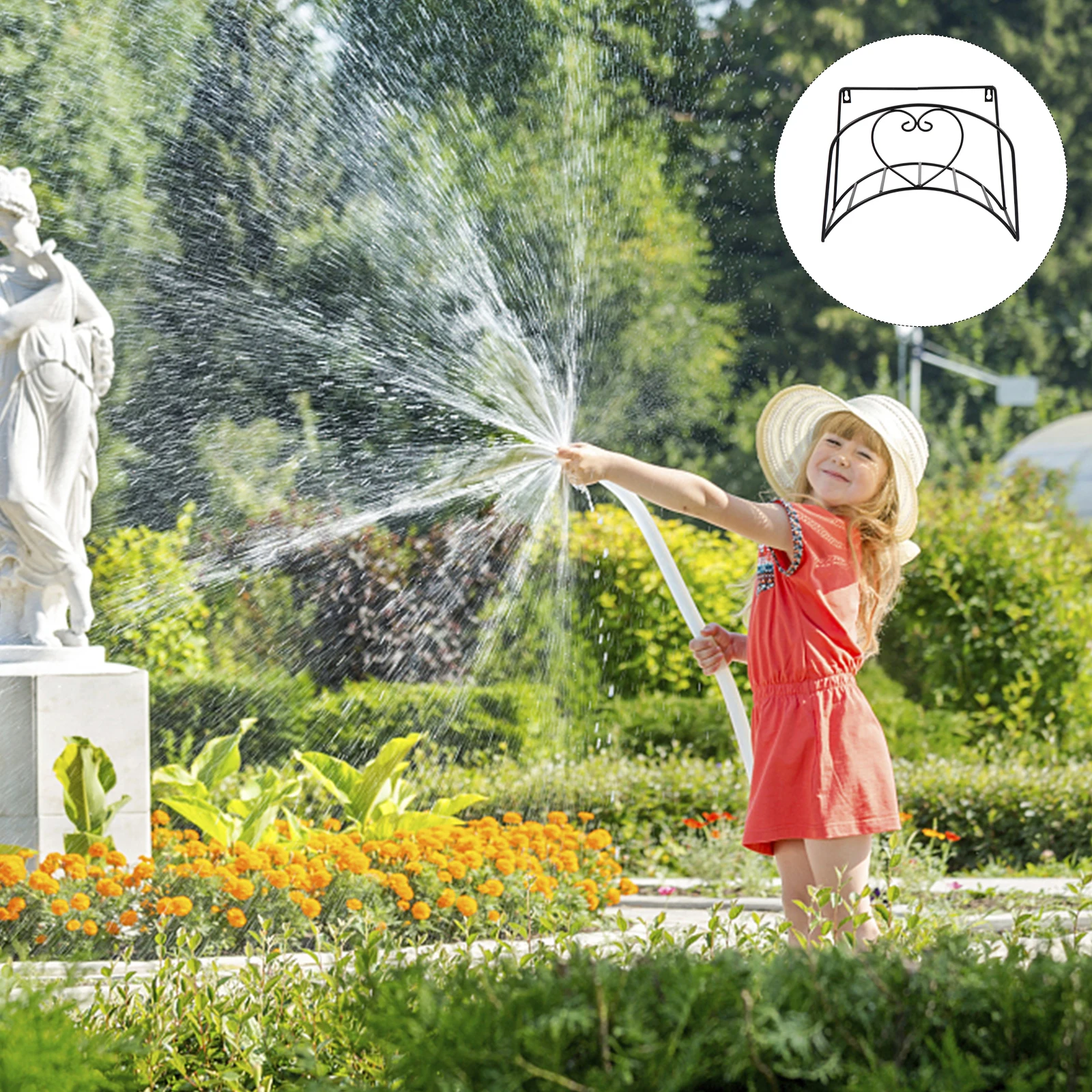 

Wall Mount Storage Rack Iron Material Load Bearing Garden Hose Holder Wall Mount Shelf Suitable Indoors Outdoors