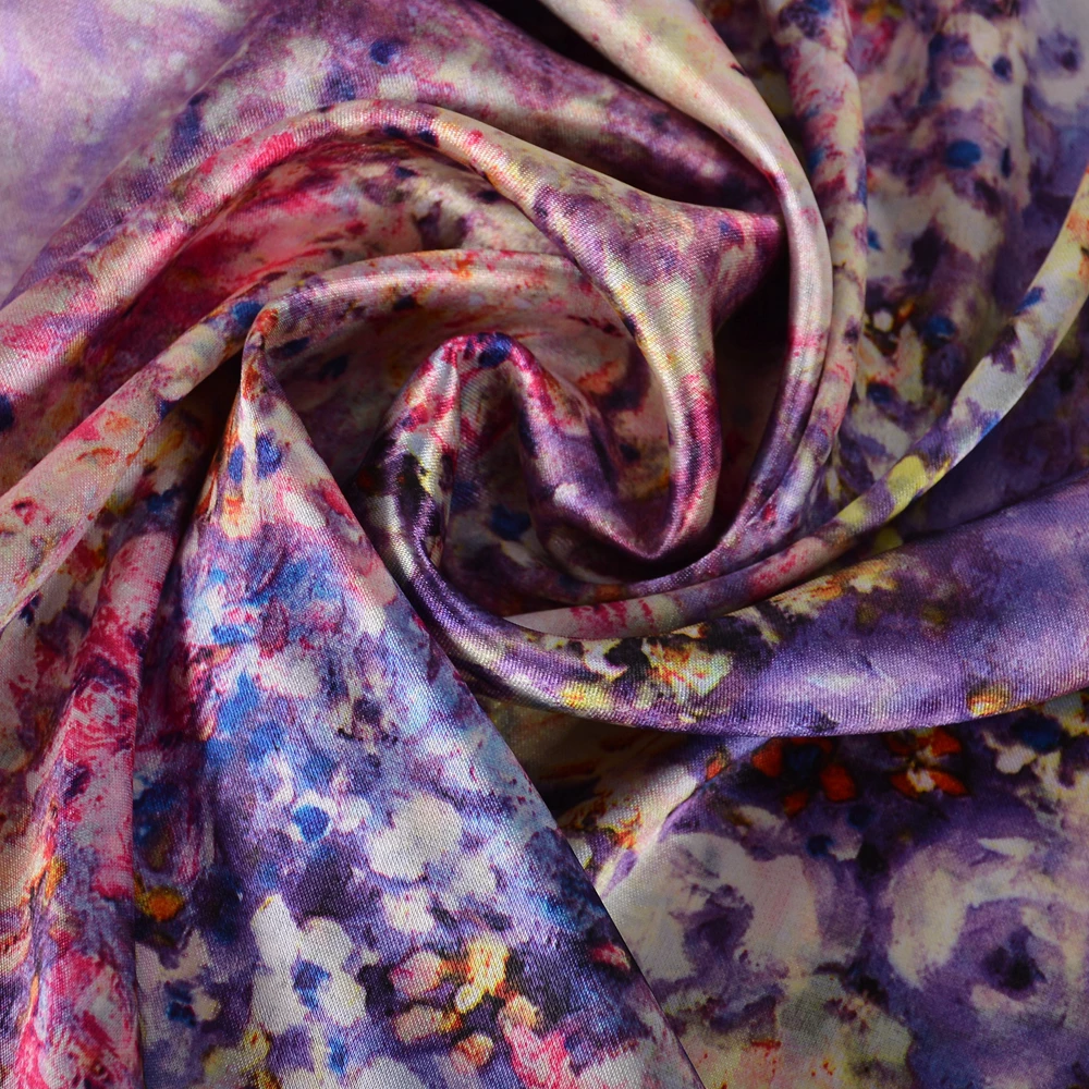 Luxury Purple Floral Silk Scarves Shawls Female Spring Autumn Fashion Elegant Long Silk Scarf Cape Brand Winter Scarves Wraps