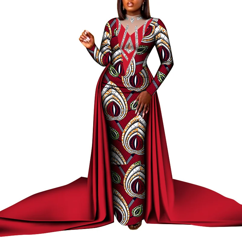 High End Custom African Dresses for Women 2025 New Elegant Long Dress Cape Style Evening Party Robe Africa Clothes Maxi Dress