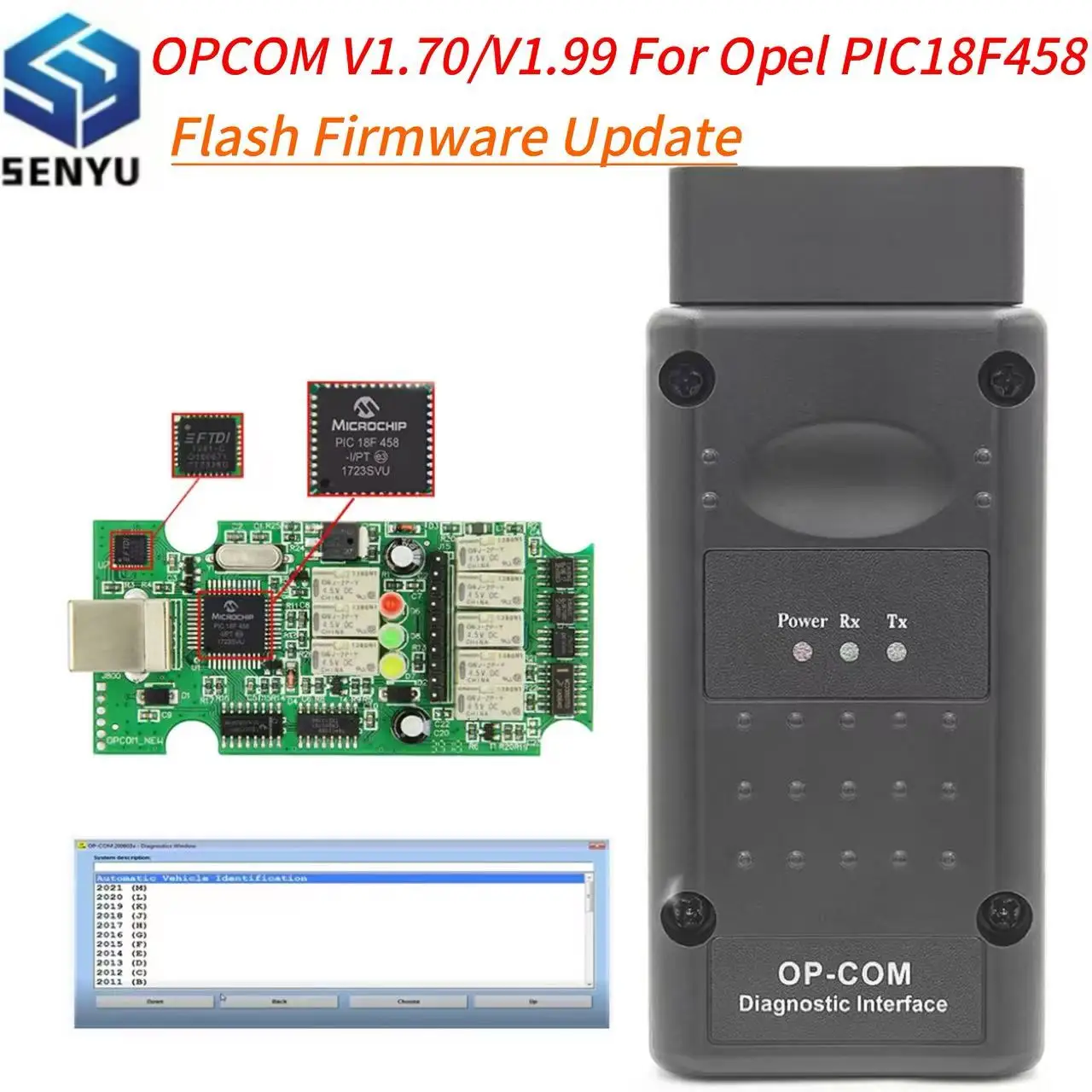 OPCOM V5 V1.70 V1.99 For Opel 2021 OP COM Flash Firmware Update OP-COM PIC18F458 CAN BUS OBD2 Car Diagnostic Cable Auto Tools