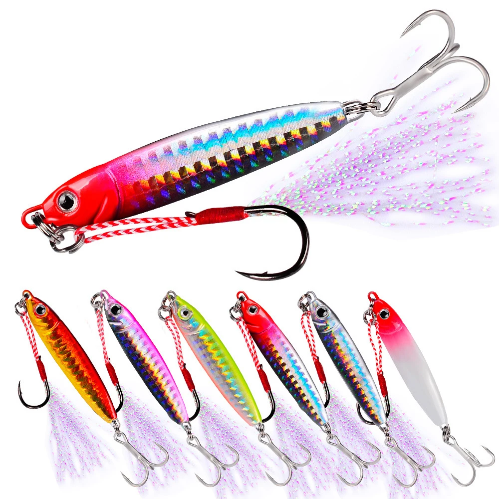 

1pcs Metal Fishing Bait 15g-5.5cm 20g-6.2cm 30g-7cm Sinking Sea Lead Jig Fish Lure 6 Color Casting Jigging Lure Bass Hook LF055