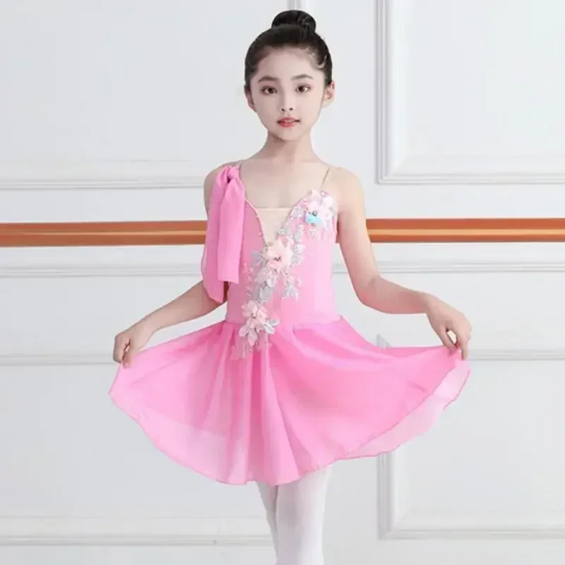 Children Ballet Dress Girls Pink Blue White Chiffon Classical Leotard Ballet Dress For Kids Modern Dance Chinese Sling Dress