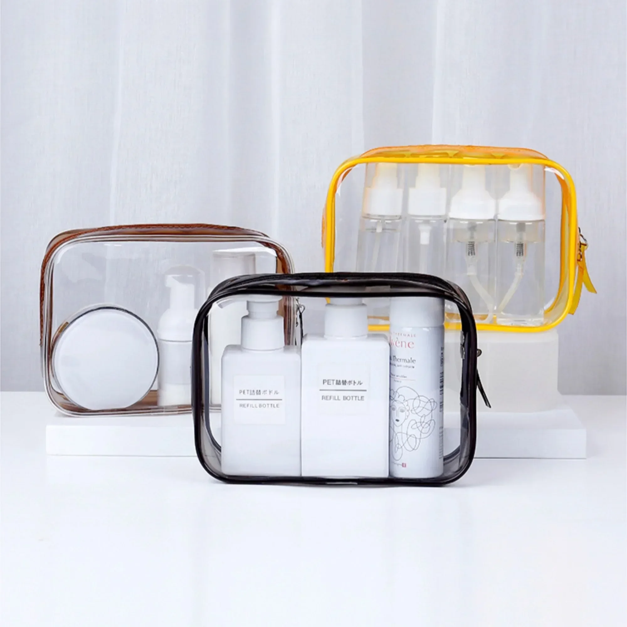 Transparent Cosmetic Bag PVC Women Zipper Clear Makeup Bags Beauty Case Travel Organizer Storage Bath Toiletry Wash Bag Neceser