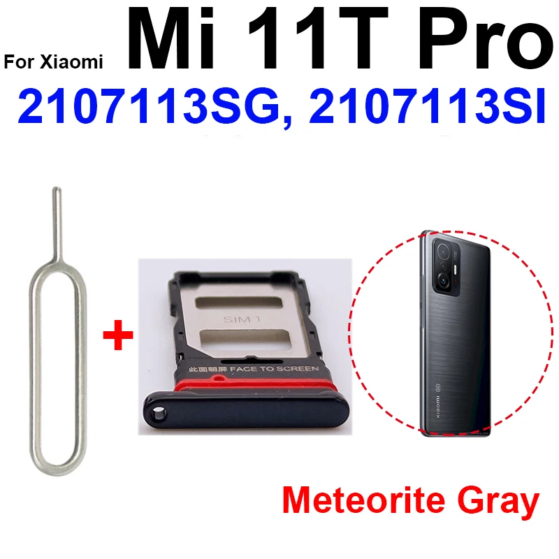 Sim Card Tray For Xiaomi Mi 11T 21081111RG Micro SD Reader SIM Card Slot Holder Adapter Replacement Parts Mi 11T Pro 2107113SG