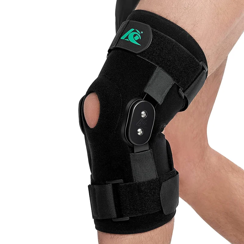 Knee Brace with Locking DialsHinged Knee Brace with Side Stabilizers for Meniscus Tear Arthritis Pain Patellar Stabilization