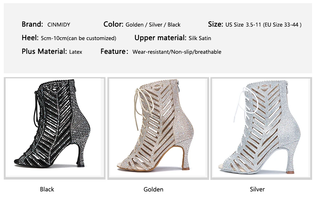 CINMIDY Neue Damen High-Top-Latin-Tanzschuhe Sexy Ballsaal-Tanzschuhe Pole-Dance-Stiefel Weiche Sohle Partyschuhe Damen High Heels – Detail 2