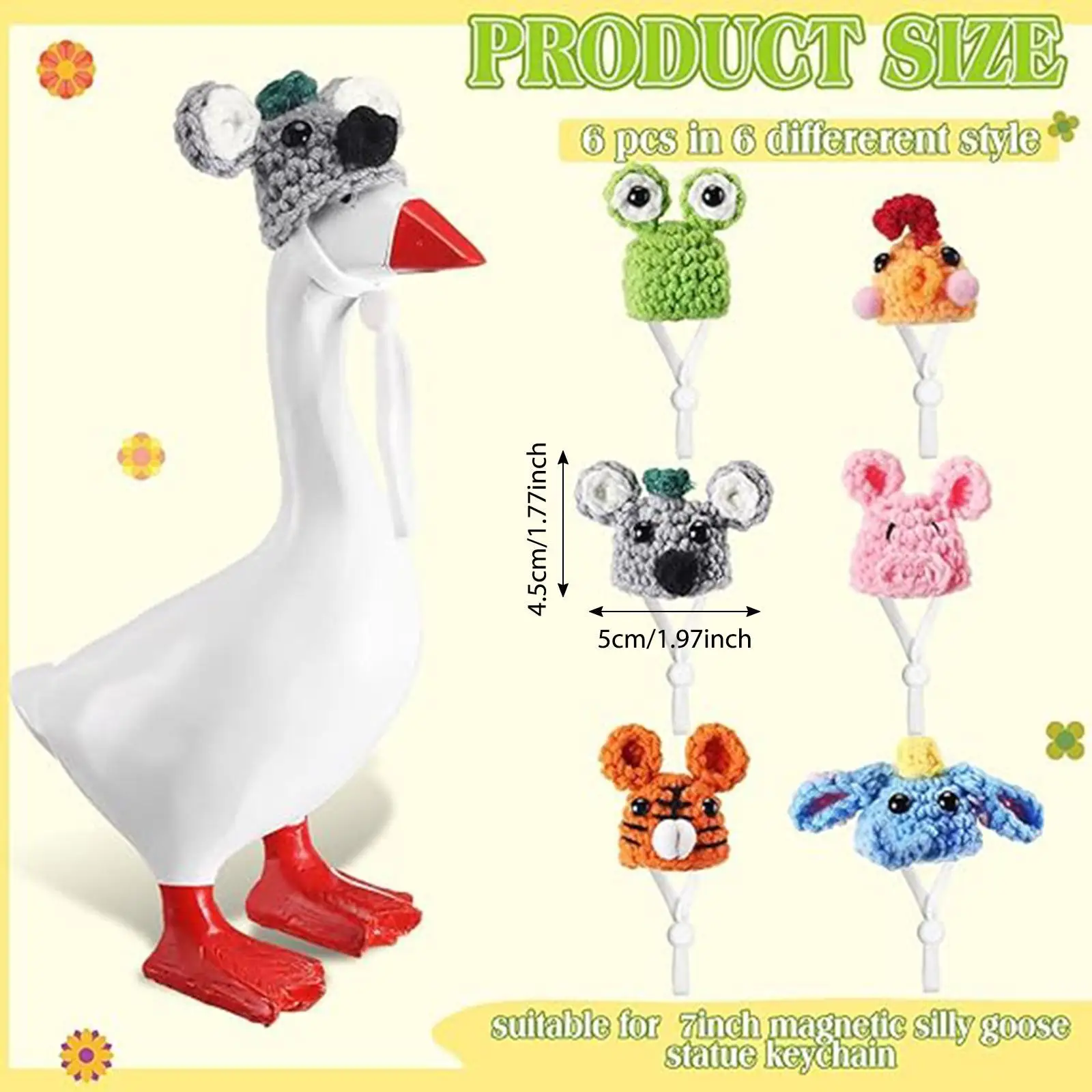 6Pcs Hamster Hats Animals Tiny Hat Small Animals Style Ornaments Decorative Mini