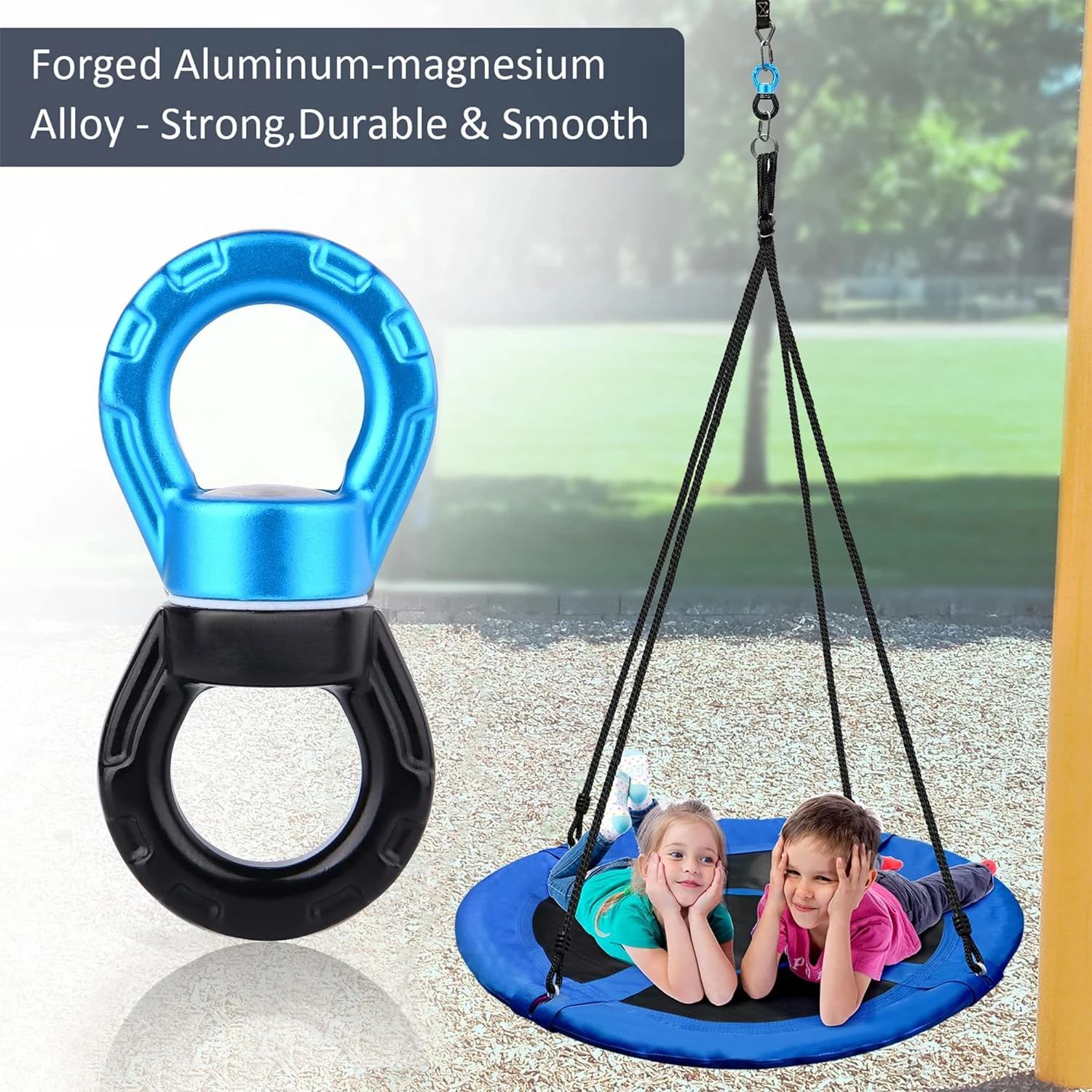 Reliable, Highly Durable 35KN Breaking Strength Swing Swivel - Safe 360° Rotator for Rock Climbing, Hammocks, Tree Swings, and