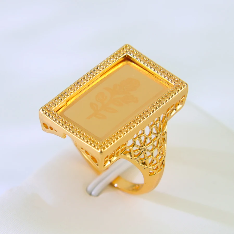 Türkische Goldmünzen Ring 21 Karat vergoldet Dubai Braut Hochzeit Paare Ringe Arabisch Islamische Frauen Ramadan Party Schmuck – Detail 7