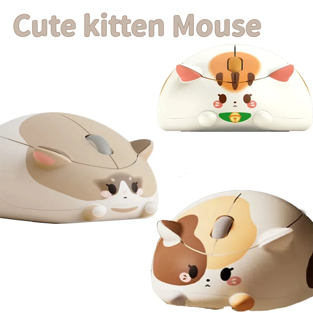 Cute Pet Kitten Design Cartoon Animal Mouse 2.4G Wireless Mute Ergonomic Optical Cat Mice Desktop Laptop Universal For Girl Gift