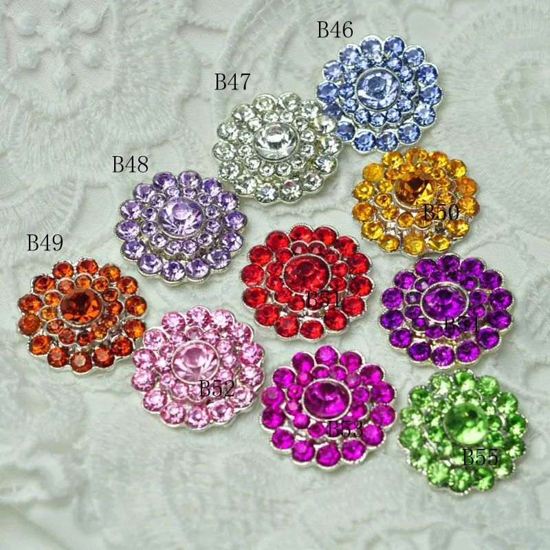 120PC 20mm Handmade Vintage Metal Decorative Buttons Crystal Pearl Flower Center Alloy Flatback Rhinestone Button Craft Supplies