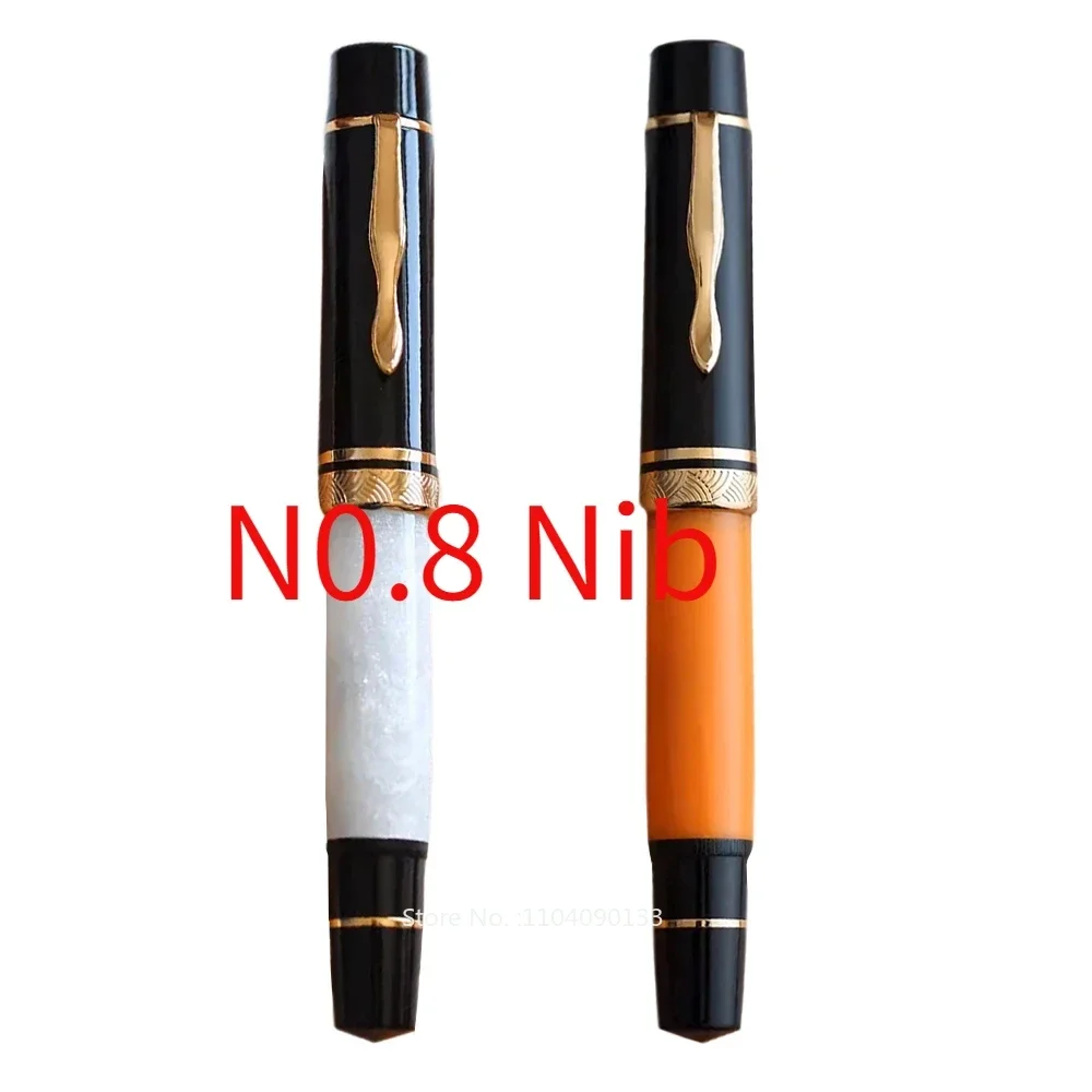 Imagem -02 - Mahohn Pistão Grande Caneta-tinteiro Canetas de Tinta Nova Escrita Língua de Borracha Dura Todo Cobre Estrutura Orange No.6 ef f m Nib P139