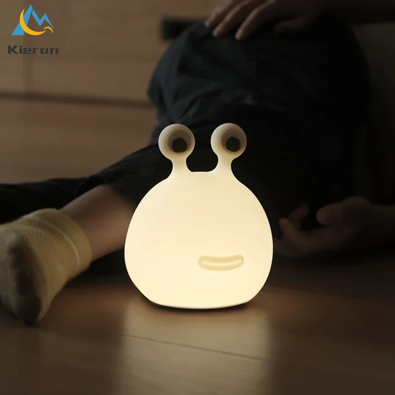 Desenhos animados Slug LED Night Light, Quarto dormindo proteção para os olhos, Silicone cabeceira piso lâmpadas, Baby Feeding TableLamp, Room Decor