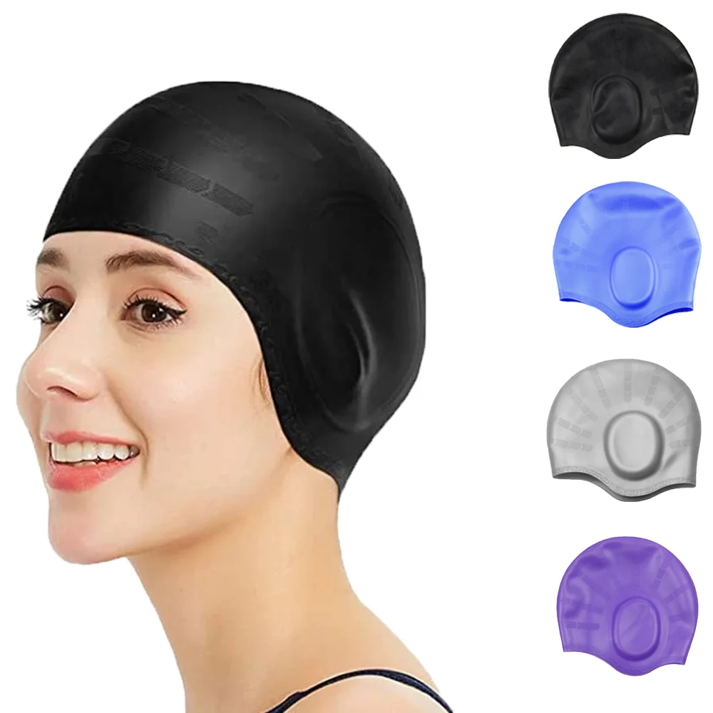 

Waterproof Swimming Cap - High Elasticity, Ears Protection, Large Silicone Diving Cap for Enhanced Comfort and Durability